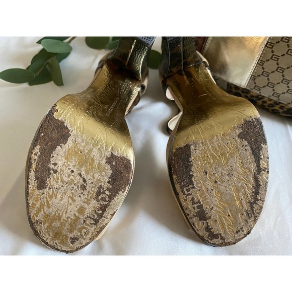 Block Heels Pumps 7.5 Peep Toe Suede Leopard UNIQUE - Picture 8 of 9